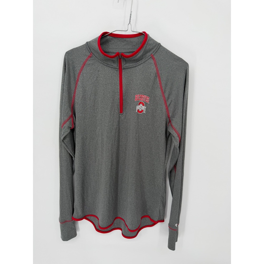 Colosseum Womens Quarter Zip Ohio State Buckeyes Logo Gray XL